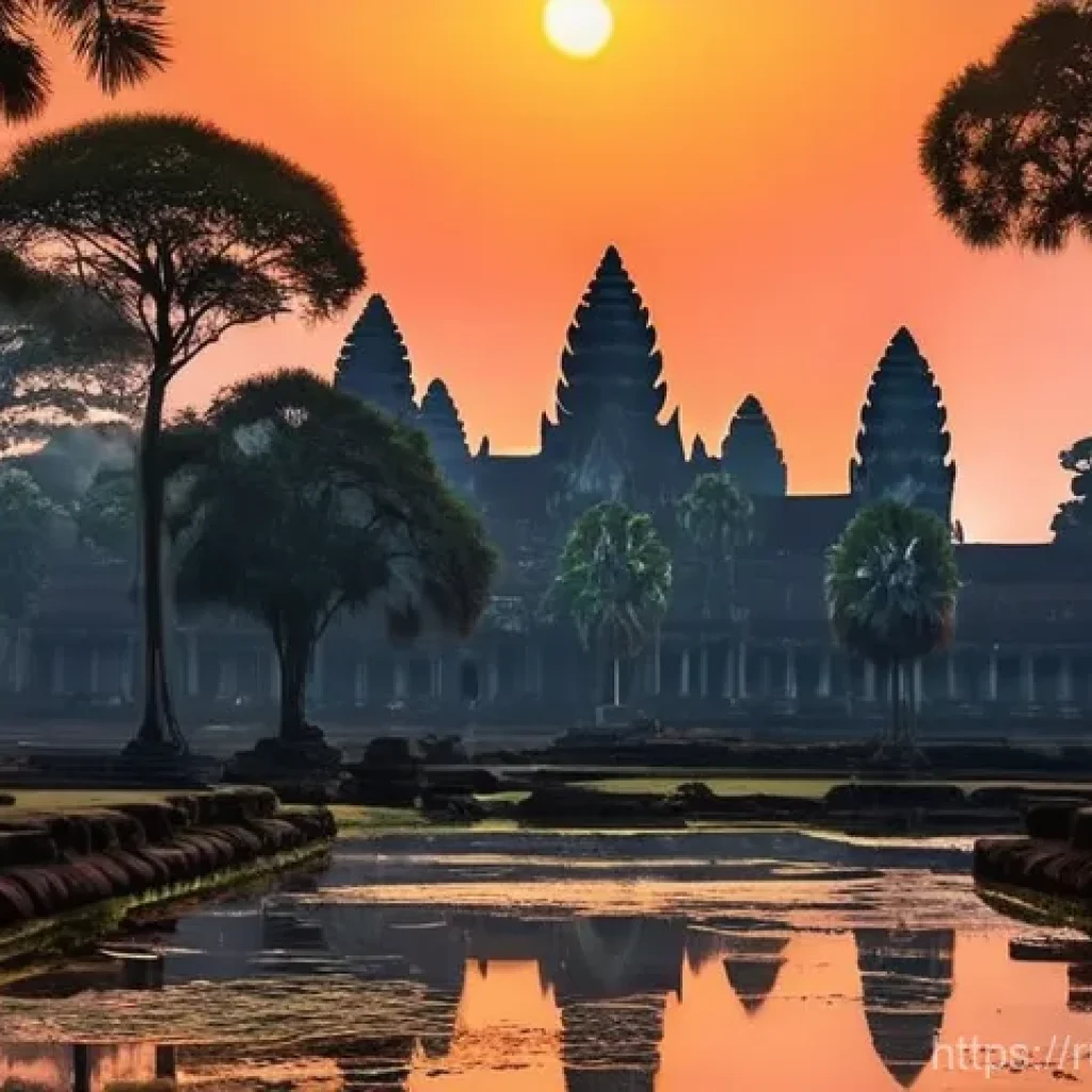 불교 사원과 유적지 - **Prompt: Angkor Wat Sunrise &ndash; Mystical Dawn over Ancient Khmer Temples**
    "A breathtaking wide s...