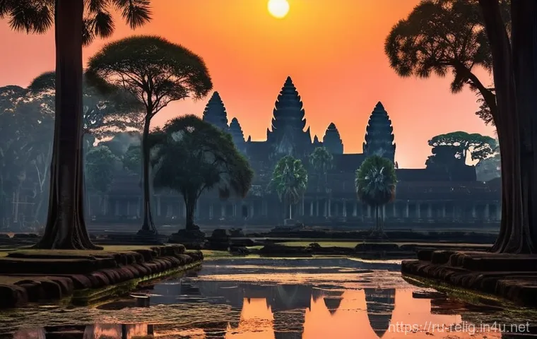 불교 사원과 유적지 - **Prompt: Angkor Wat Sunrise – Mystical Dawn over Ancient Khmer Temples**
"A breathtaking wide s...